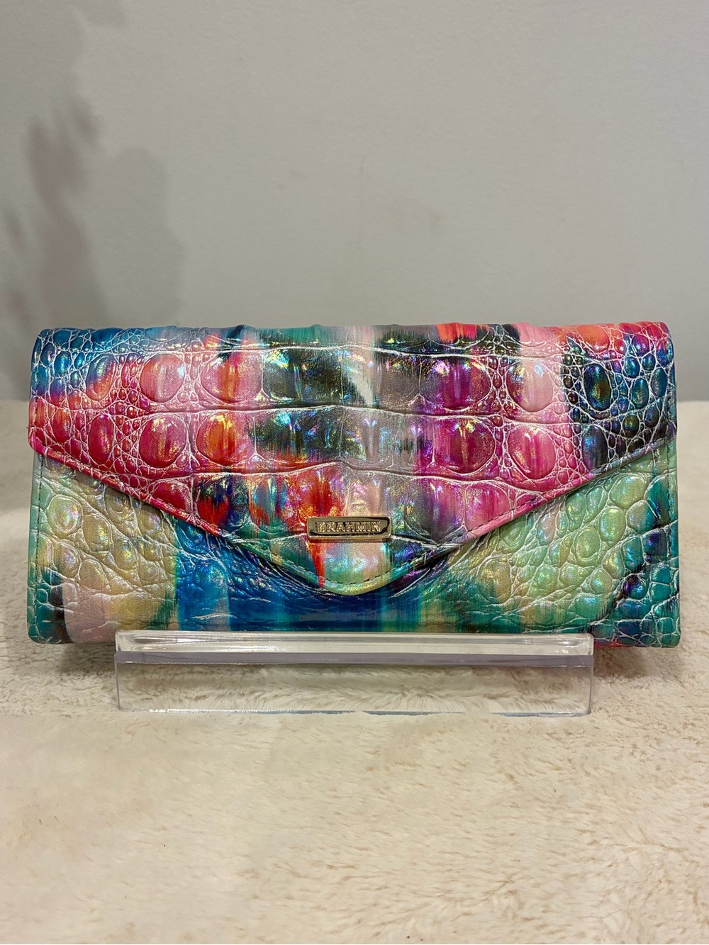 Brahmin Veronica Melbourne Multicolor Croc Embossed Leather Wallet